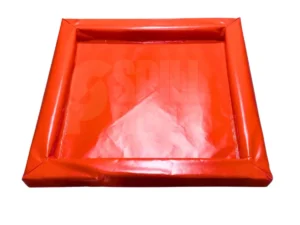 Batea contenedora con pared de espuma hecho en lona de pvc para contención de derrames vista frontal