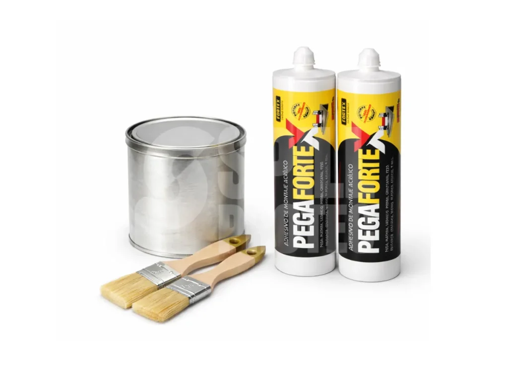 Kit de fijacion barrera desviadora de piso con dos pomos de adhesivo 2 brochas y pegamento para lona de pvc