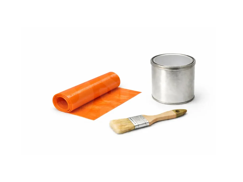 Kit de parche universal con lona de pvc de repuesto en color naranja con pegamento para pvc y brocha incluida